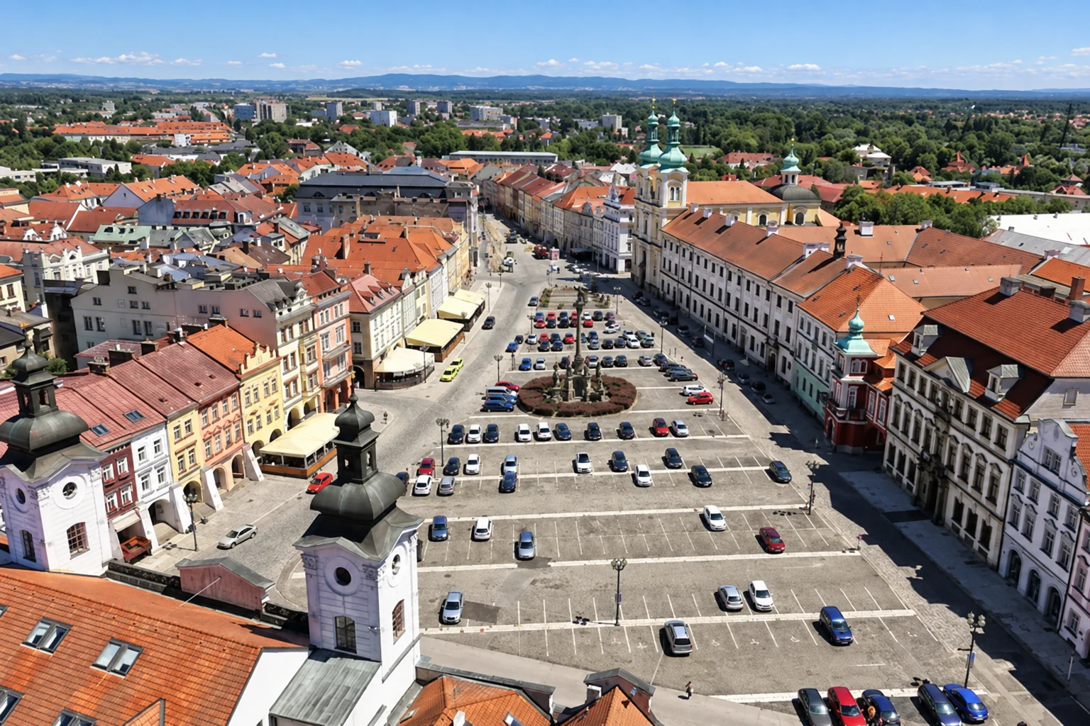 Hradec Králové – Velké náměstí z Bílé věže